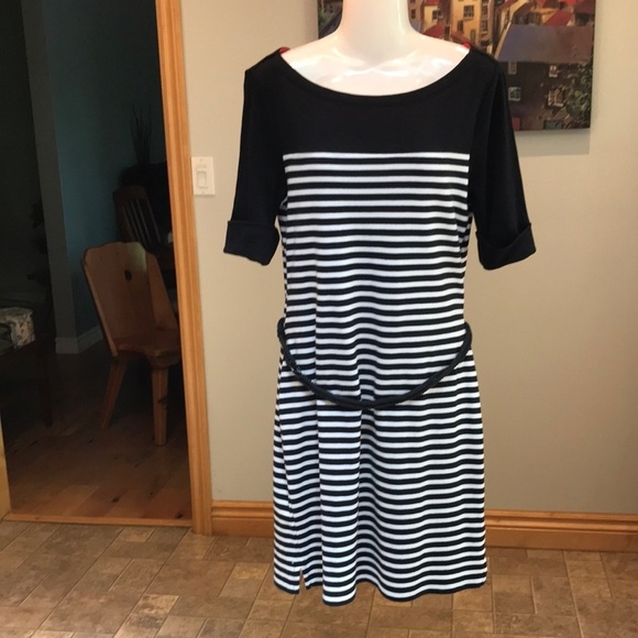 Lauren Ralph Lauren Dresses & Skirts - LRL NEW Black and White Striped Belted Cotton Mini Dress Size M Petite